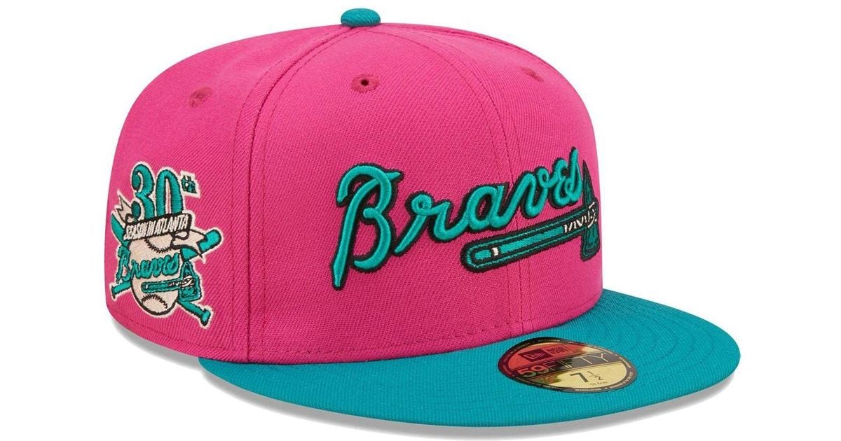 KTZ Pink, Green Atlanta Braves Cooperstown Collection Passion Forest  59fifty Fitted Hat for Men