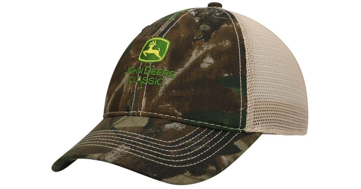 Ahead Camo, Tan John Deere Classic Mesh Snapback Hat in Green for Men