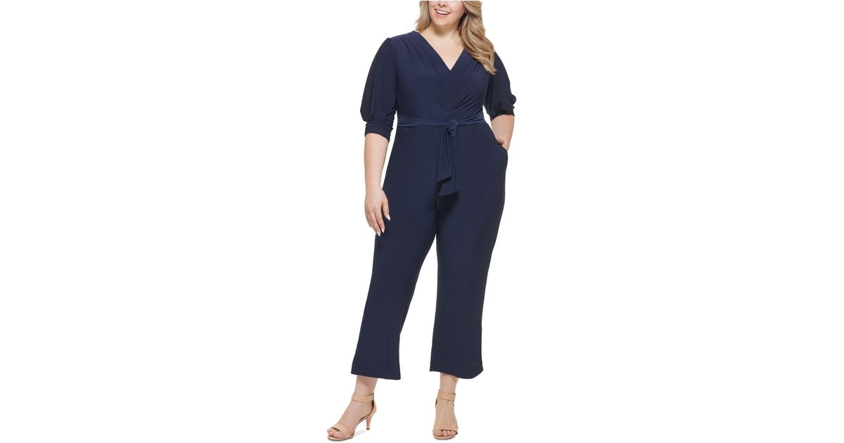 women's vince camuto tie front wide leg jumpsuit