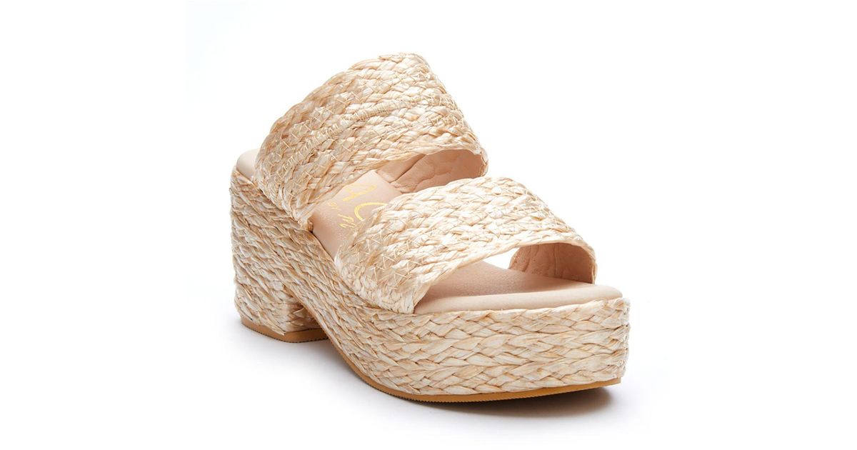 Matisse Synthetic Ocean Ave Wedge Sandals in Gold Raffia (Metallic) - Lyst