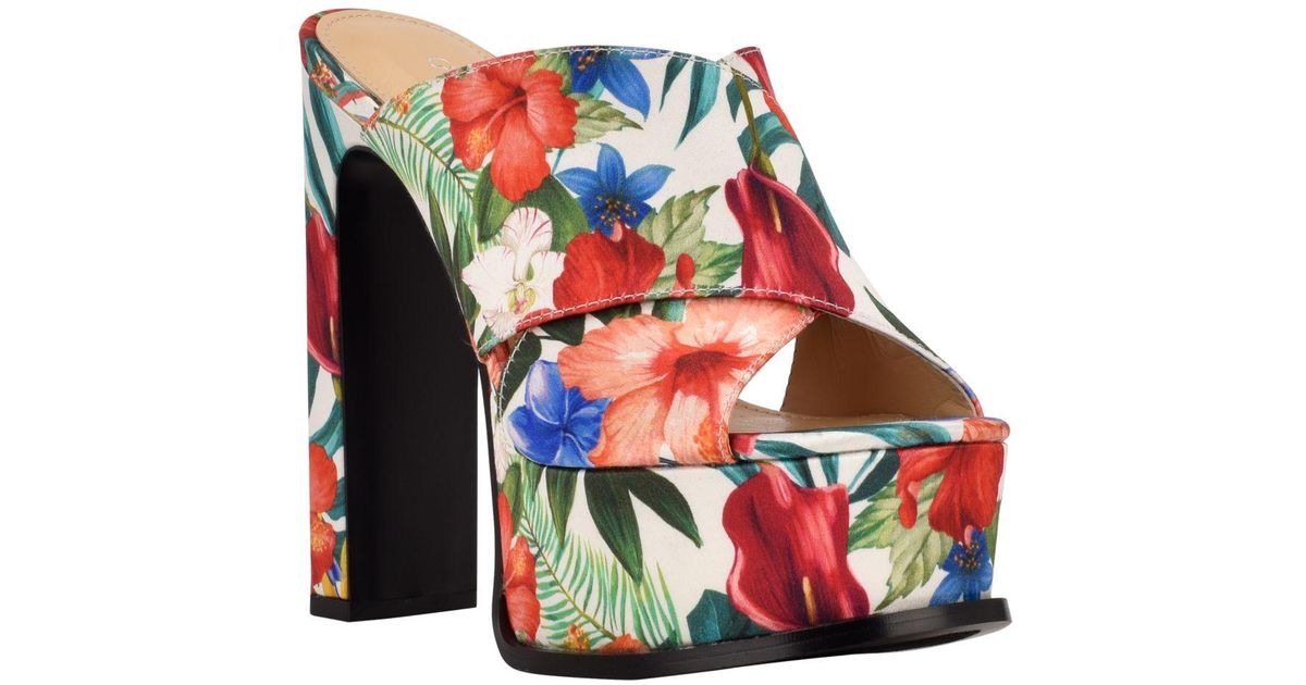 Guess Venda Platform X Band Slide Sandals in Red Lyst