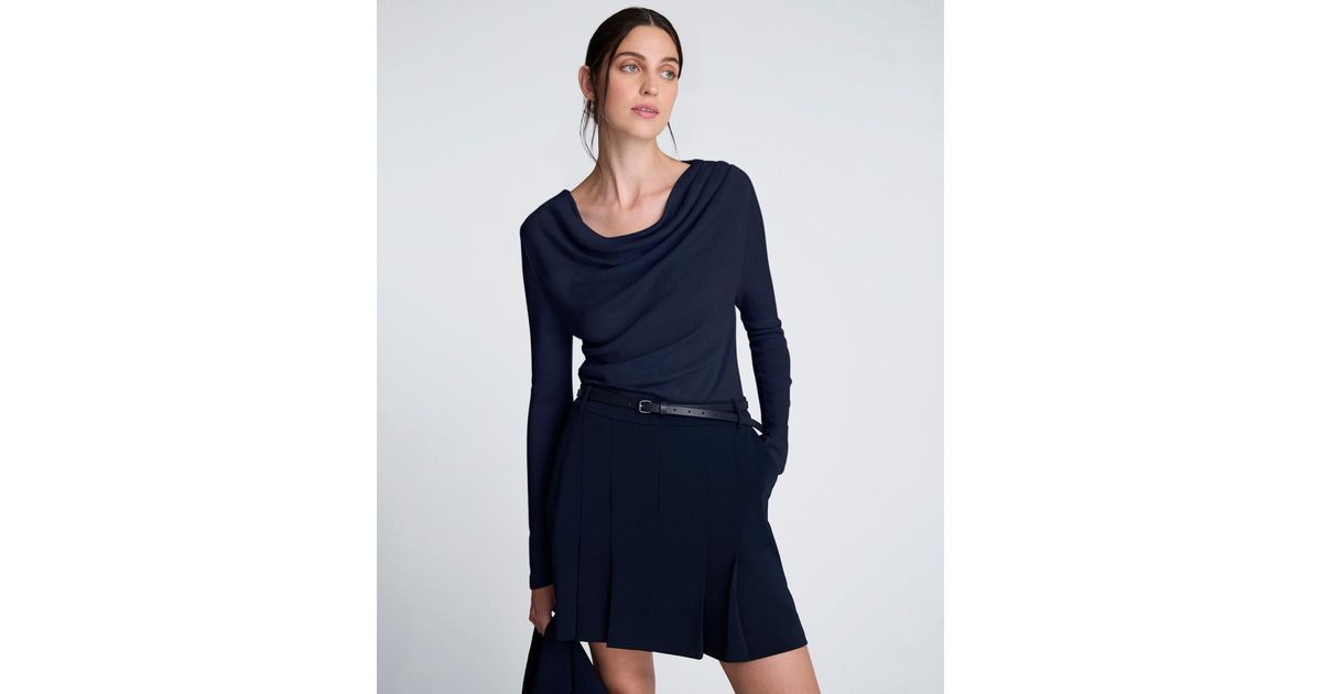 Kenneth Cole Asymmetrical Drape Front Long-sleeve Sweater in Blue | Lyst