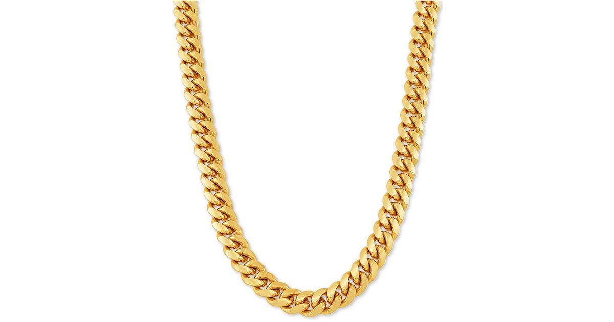 Macy's Cuban Link 26" Chain Necklace In 18k Goldplated Sterling Silver
