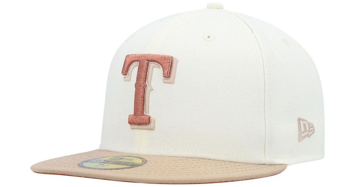 KTZ Cream Texas Rangers Chrome Camel Rust Undervisor 59fifty Fitted Hat