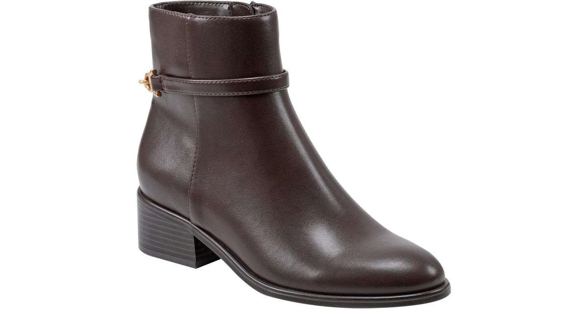 Bandolino Despina Almond Toe Block Heel Booties in Brown Lyst