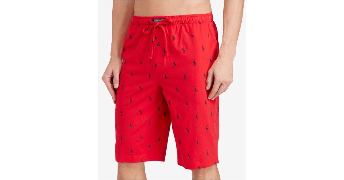 Polo Ralph Lauren Cotton Logo Pajama Shorts in Red for Men | Lyst