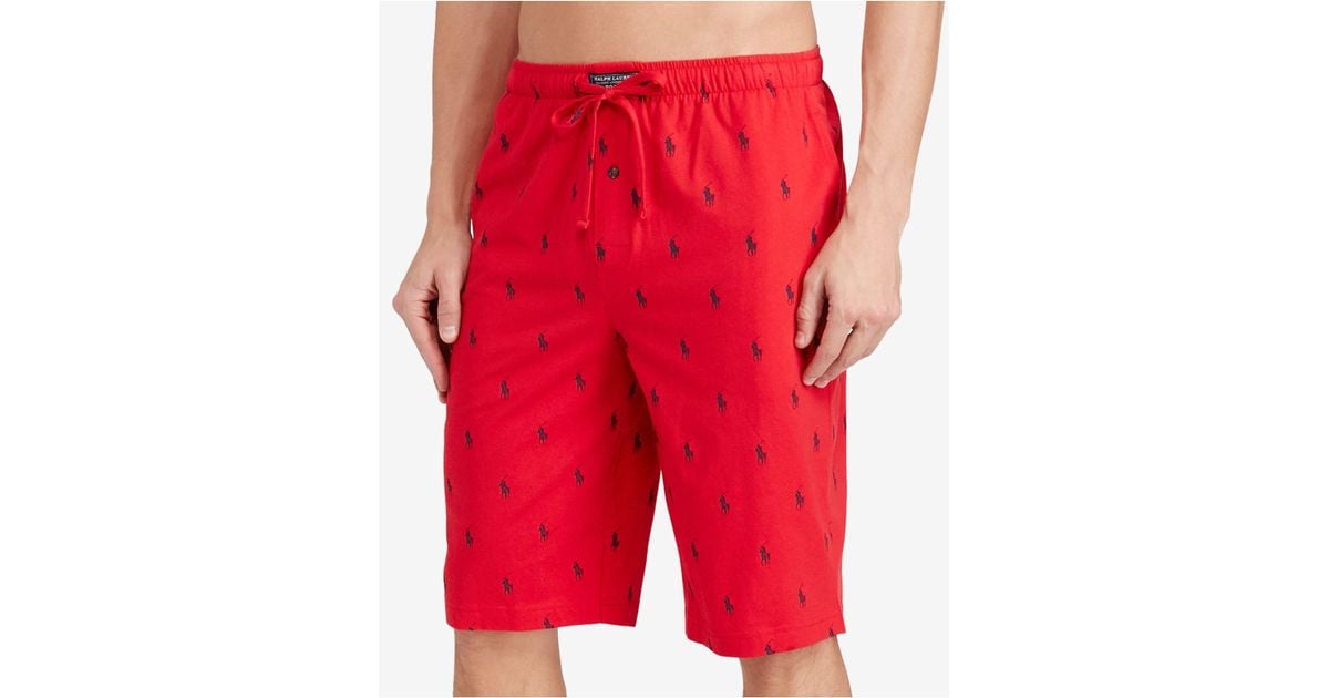 Polo Ralph Lauren Cotton Logo Pajama Shorts in Red for Men Lyst