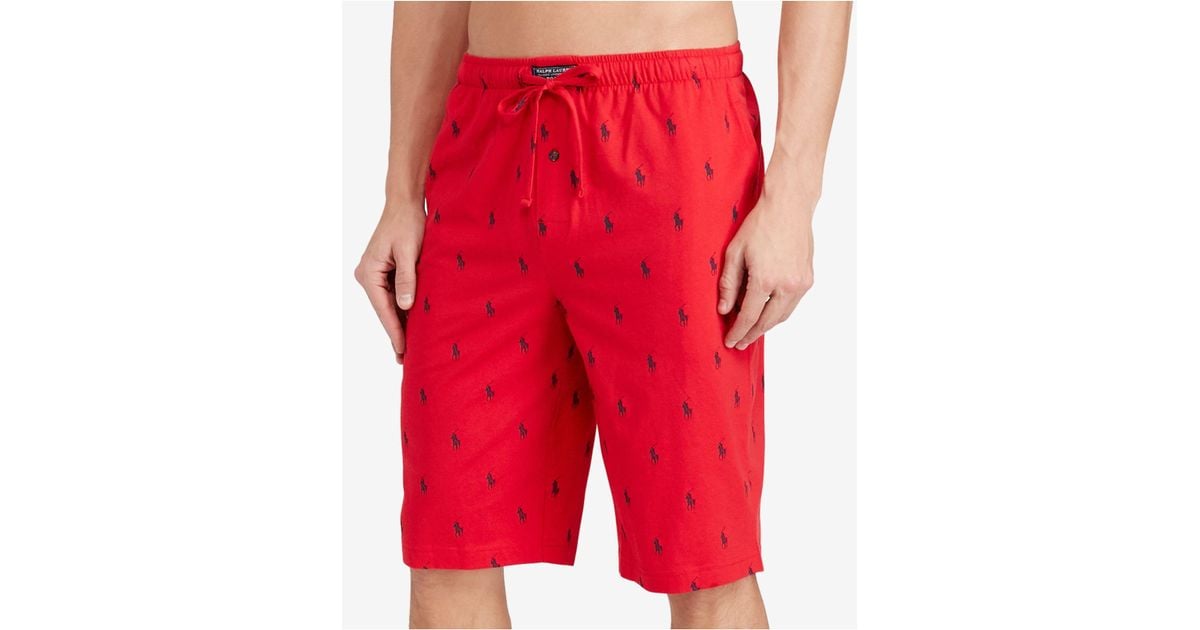 Polo Ralph Lauren Cotton Logo Pajama Shorts in Red for Men | Lyst