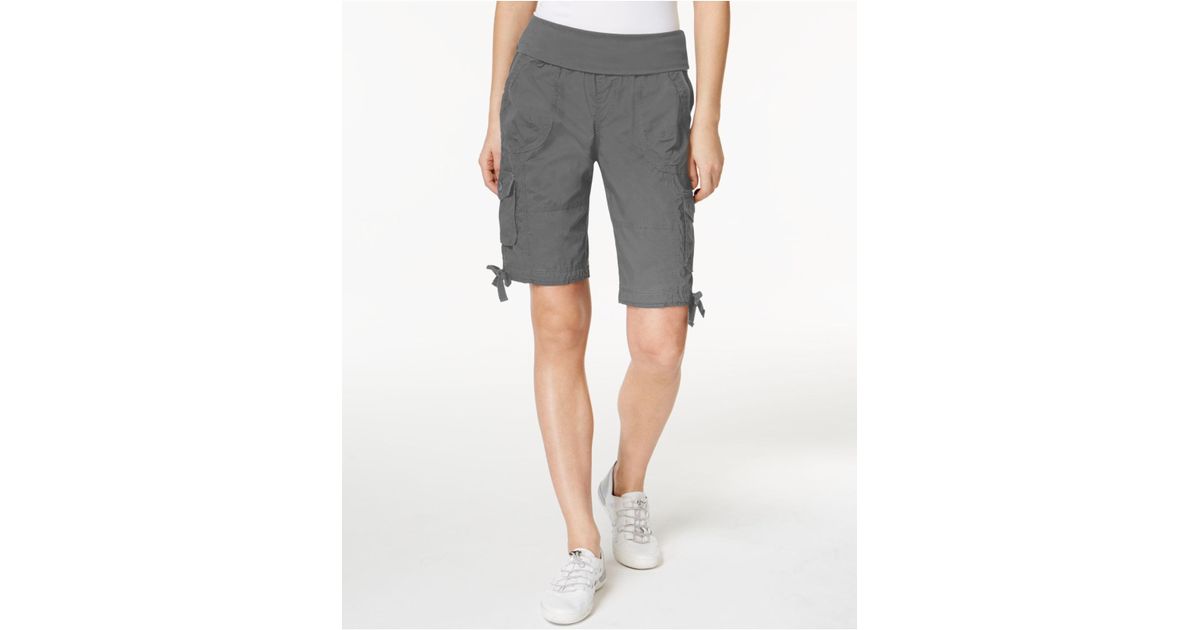 Calvin Klein Cotton Cargo Rollover Bermuda Shorts in Charcoal (Gray) Lyst