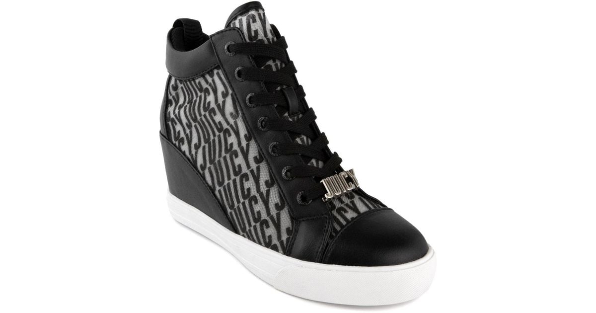 Juicy Couture Synthetic Jorgia Wedge Lace-up Sneakers in Black | Lyst
