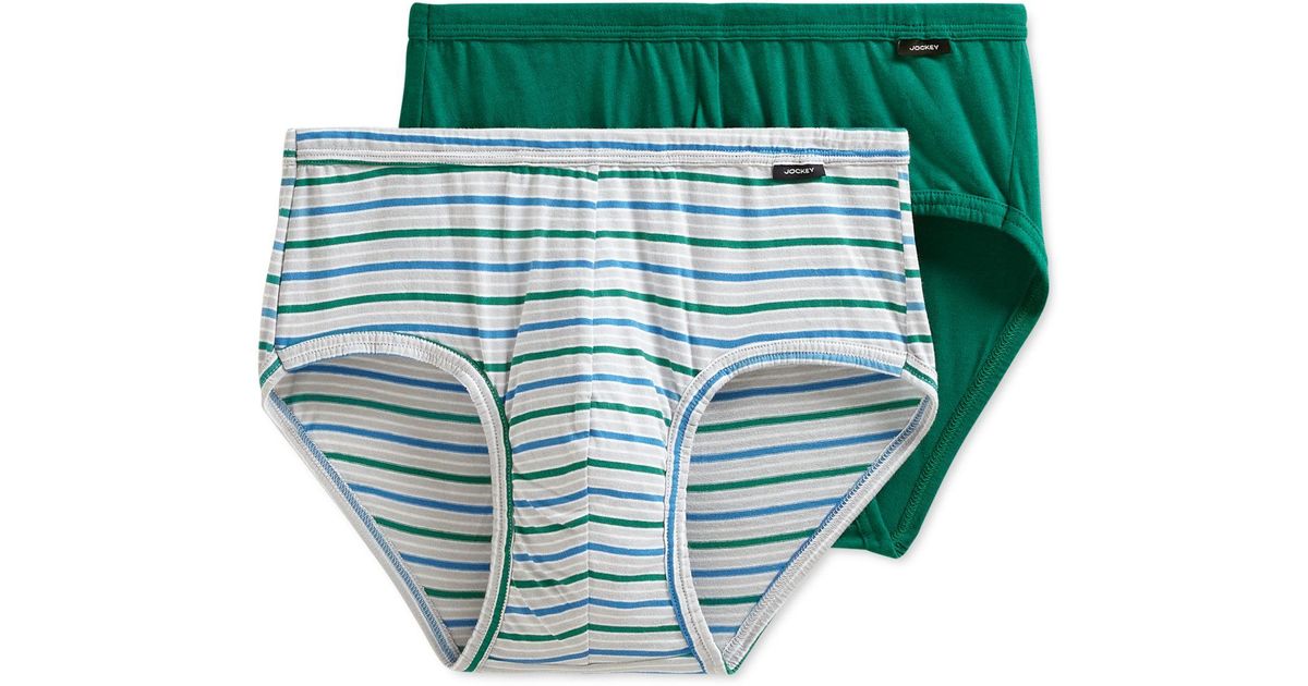 Jockey Underwear, Elance Poco Brief 2 Pack in Green for Men Lyst