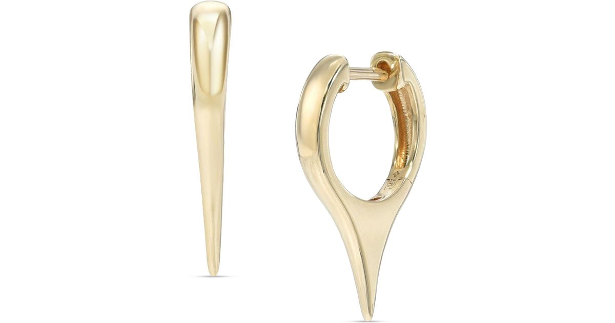Zoe Lev Dagger Huggie Hoop Earrings In 14k Gold in Metallic Lyst