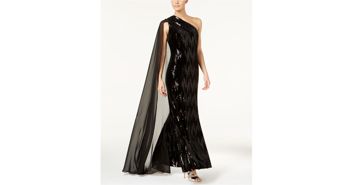 calvin klein black sequin gown