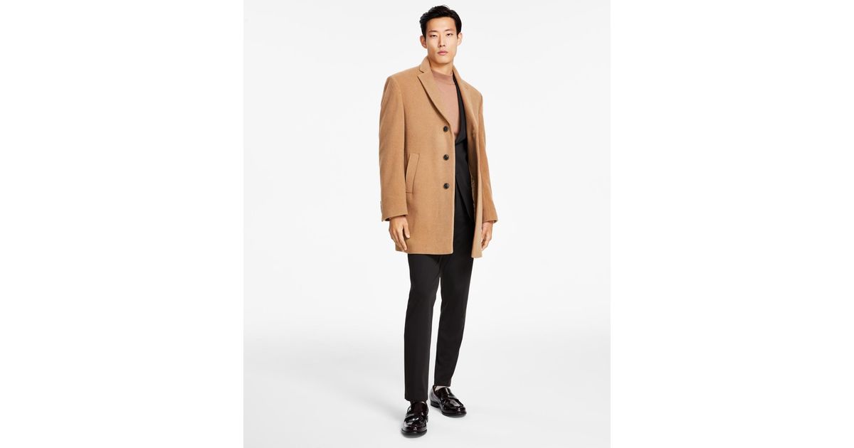 Calvin Klein Men's Prosper Extraslim Fit Overcoat in Natural for Men Lyst