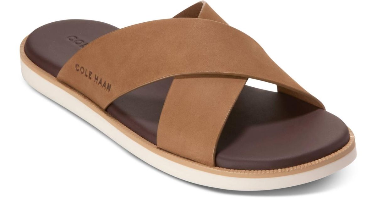 Cole Haan Nantucket Cross Strap Slip-on Slide Sandals in Brown for Men ...