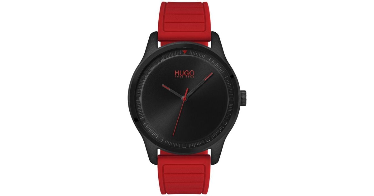 hugo boss watch black and red