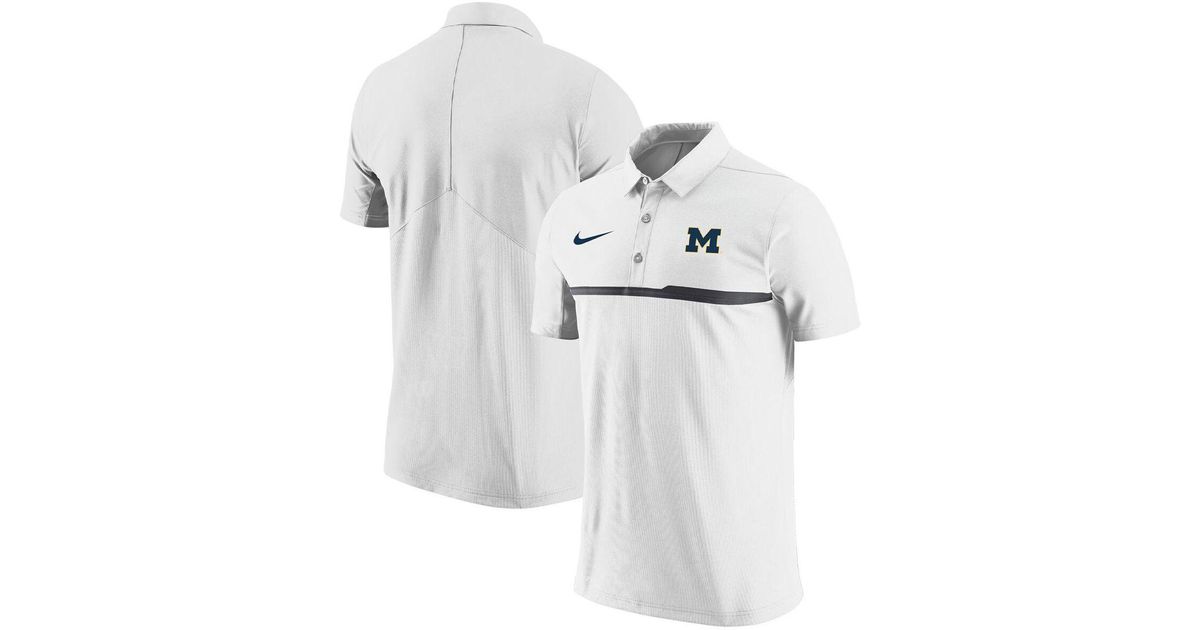 Nike White Michigan Wolverines Coaches Performance Polo Shirt for Men