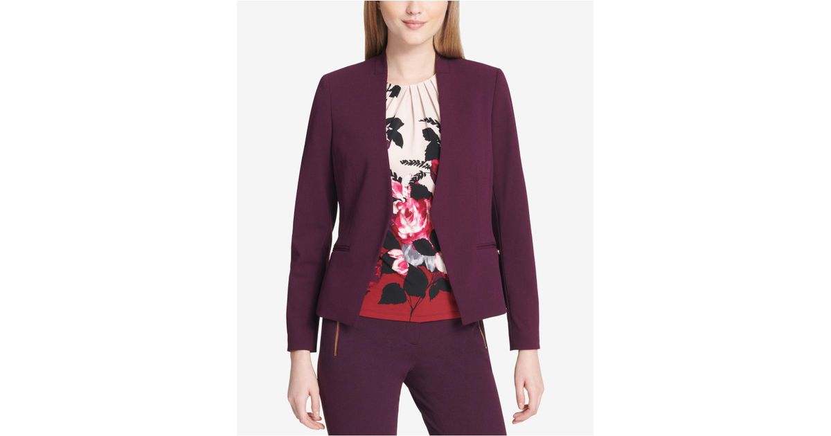 Calvin Klein Collarless Open-front Blazer, Regular & Petite in Purple | Lyst