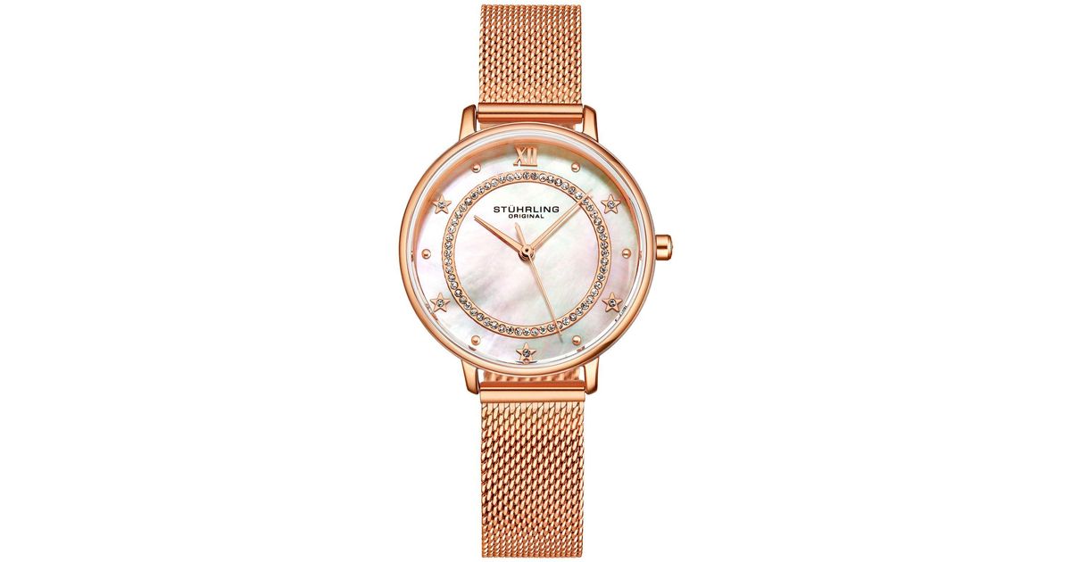 Stuhrling Quartz Rose Goldtone Mesh Strap Watch 34mm in Metallic Lyst