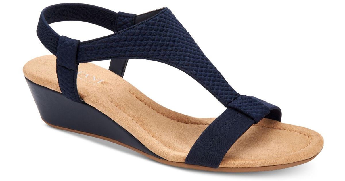 Alfani Step 'n Flex Vacanzaa Wedge Sandals, Created For Macy's in Navy ...