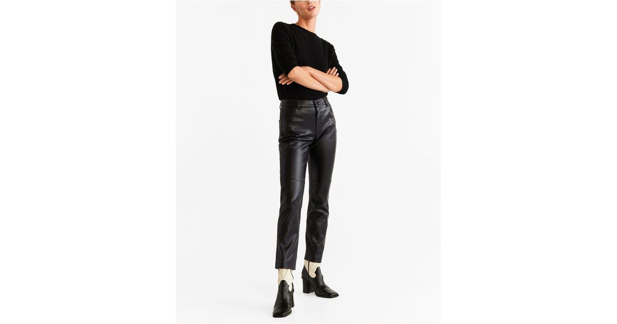 Mango Faux Leather Straight Leg Pants 
