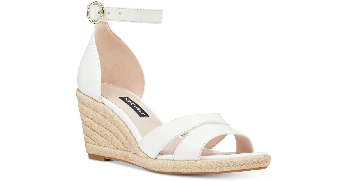 nine west white wedge sandals