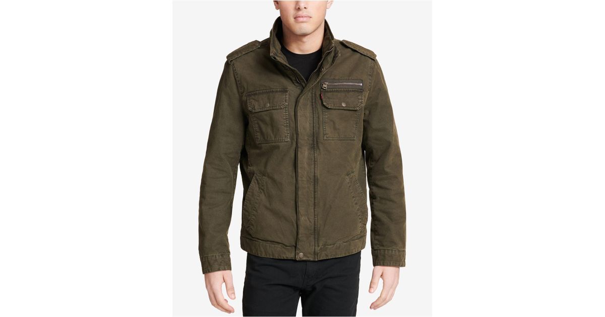 Levi's Cotton Zip-front Jacket in Olive (Green) for Men - Lyst