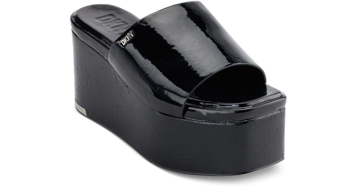 DKNY Adalira Slipon Platform Wedge Slide Sandals in Black Lyst
