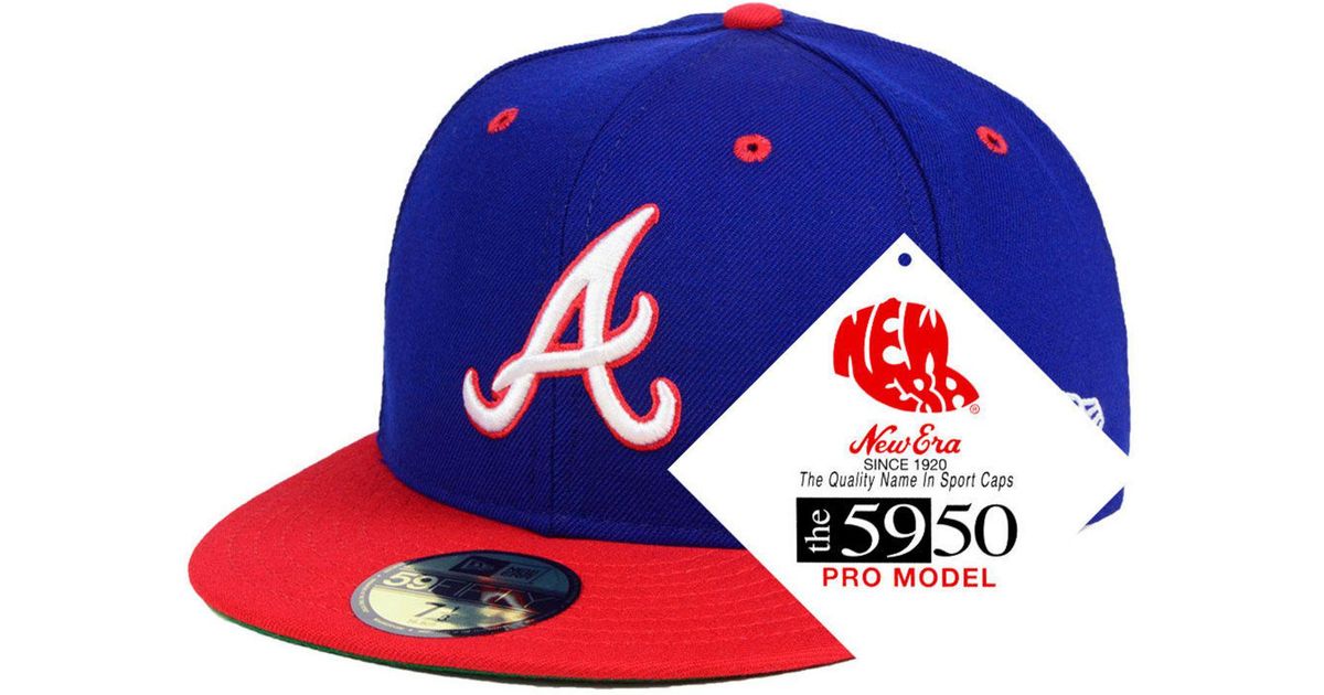 KTZ Atlanta Braves Retro Stock 59fifty Fitted Cap in Blue for Men | Lyst