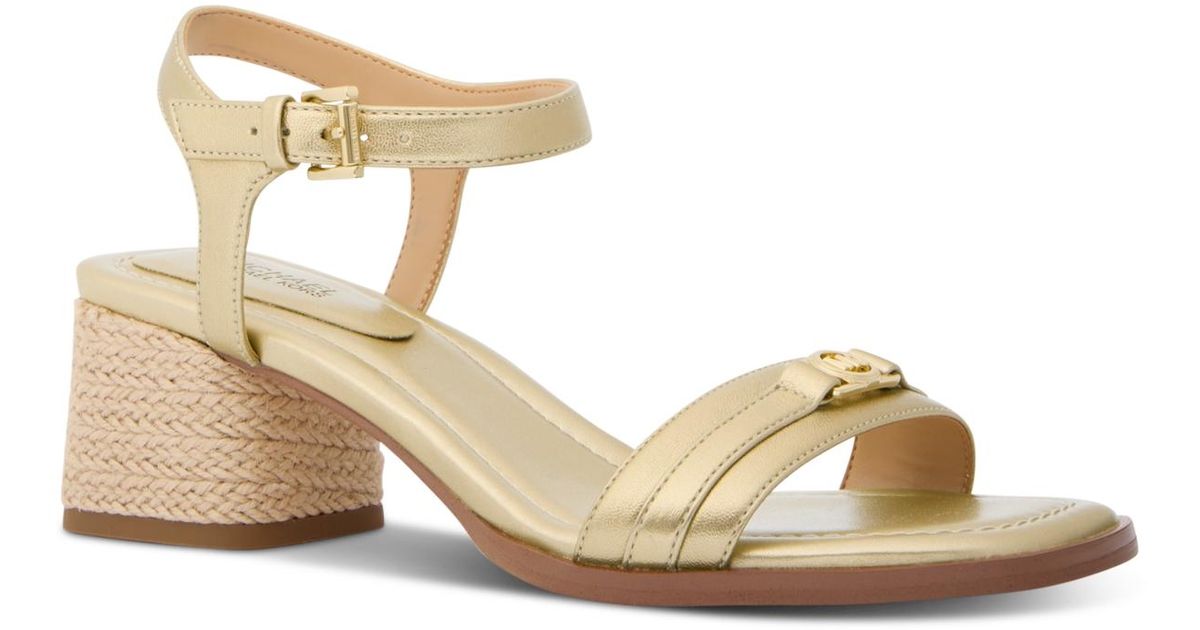 Michael Kors Michael Mandy Mid-heel Sandals in Metallic | Lyst