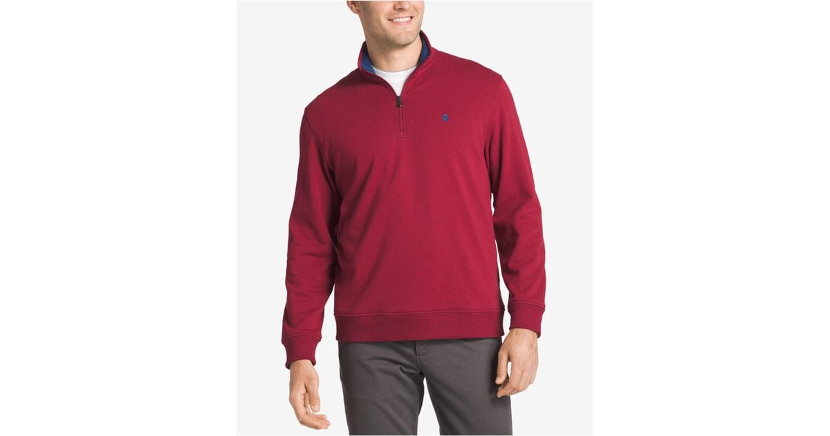 Izod Men's Advantage Stretch Quarter-zip Sweater in Red for Men | Lyst