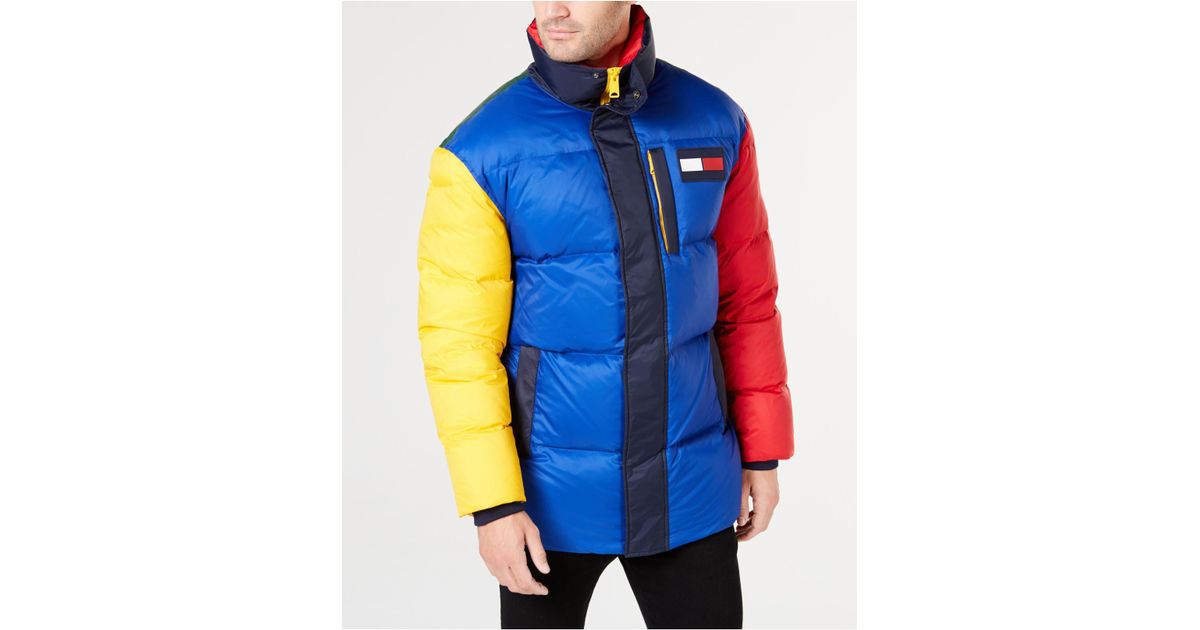 tommy hilfiger color block puffer jacket