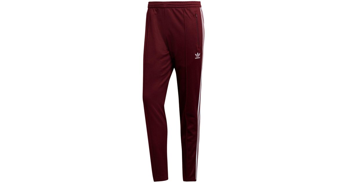 adidas Cotton Adicolor Beckenbauer Track Pants in Maroon (Red) for Men |  Lyst