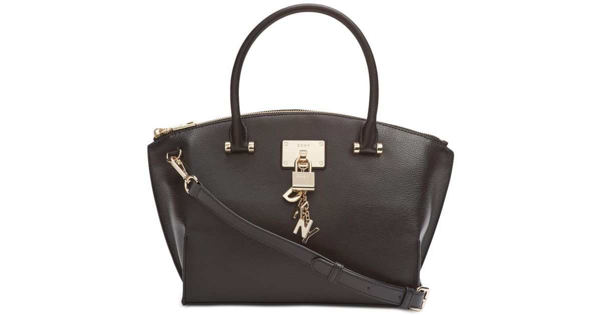 DKNY Leather Elissa Topzip Pebble Satchel, Created For Macy's in Black