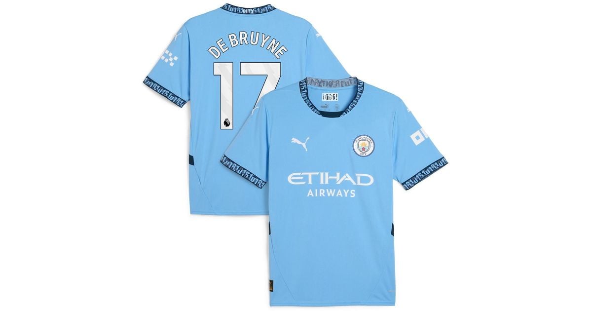 Puma Kevin De Bruyne Manchester City Home Jersey 25/26 w/ EPL + Sponsor Patch (Team Light Blue/Puma White)