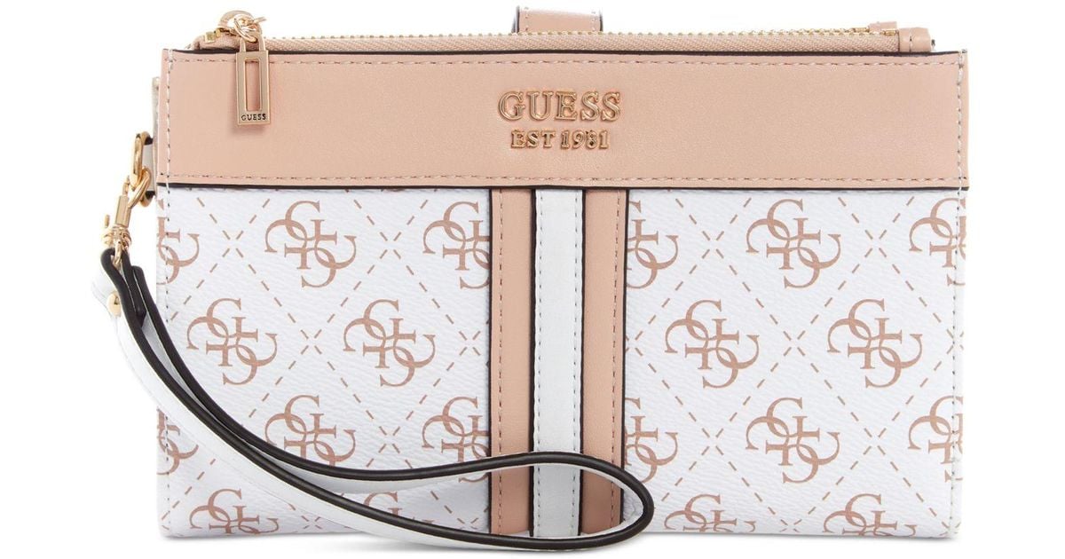 Guess Kasinta Double Zip Organizer Wallet in White Lyst