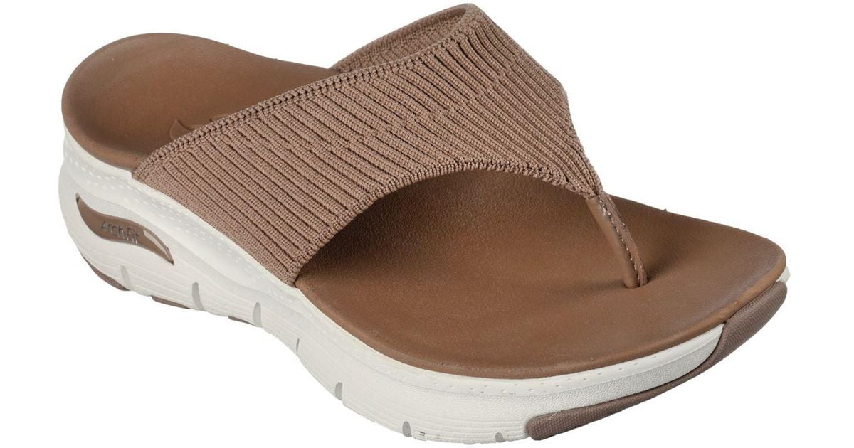 Skechers Cali Arch Fit Easy Day Flip Flop Thong Sandals From Finish Line In Brown Lyst 5795