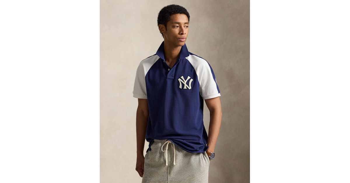 Polo Ralph Lauren Raglan Short-sleeve Polo Shirt in Blue for Men | Lyst