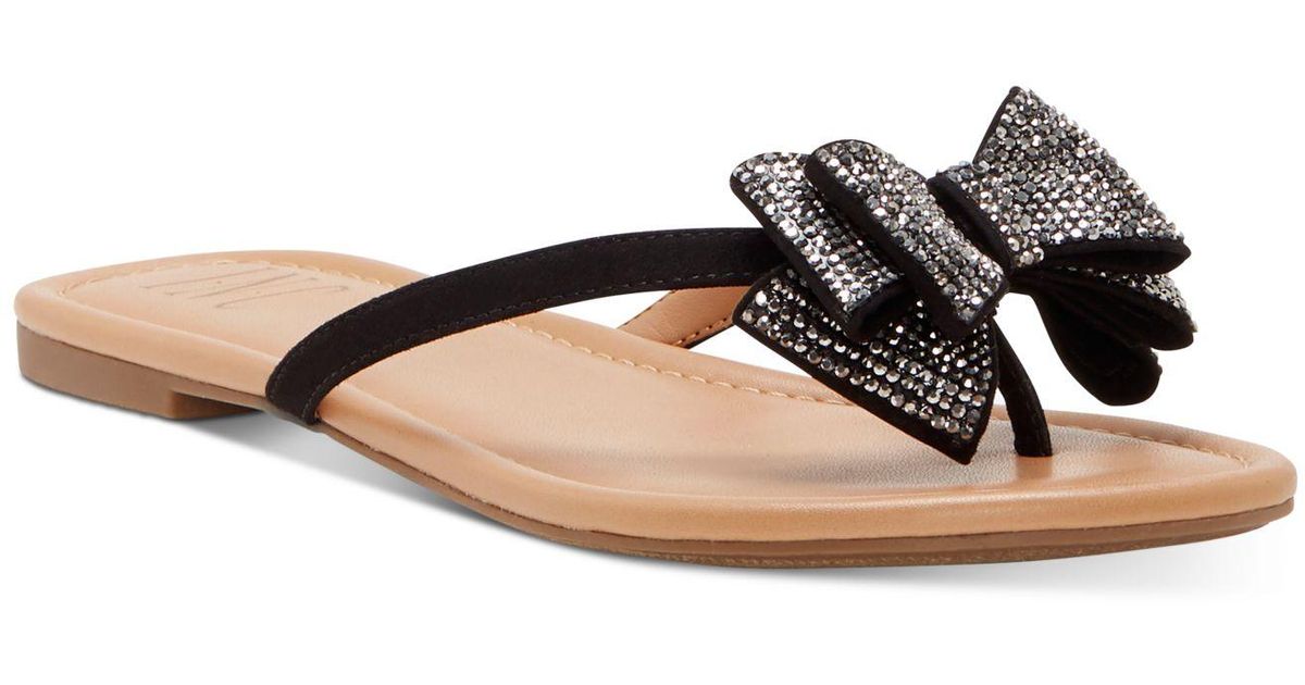INC International Concepts Mabae Bow Flat Sandals, Created For Macy's in  Black | Lyst