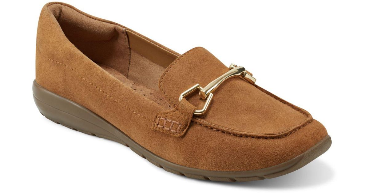 Easy Spirit Amalie Round Toe Casual Slipon Flat Loafers in Brown Lyst