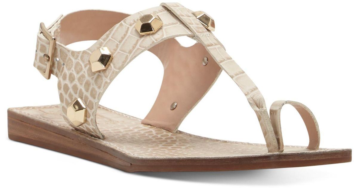 Vince Camuto Leather Dailette Studded Toe Loop Sandals - Lyst