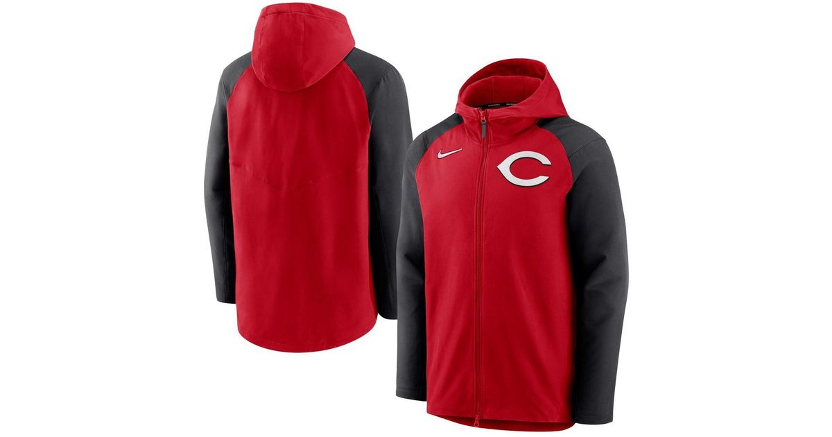 Nike Red And Black Cincinnati Reds Authentic Collection Full-zip Hoodie ...