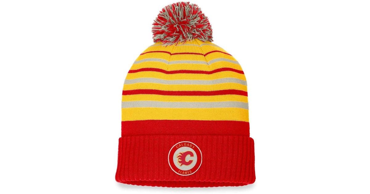 Fanatics Branded Red, Gold Calgary Flames True Classic Retro Cuffed