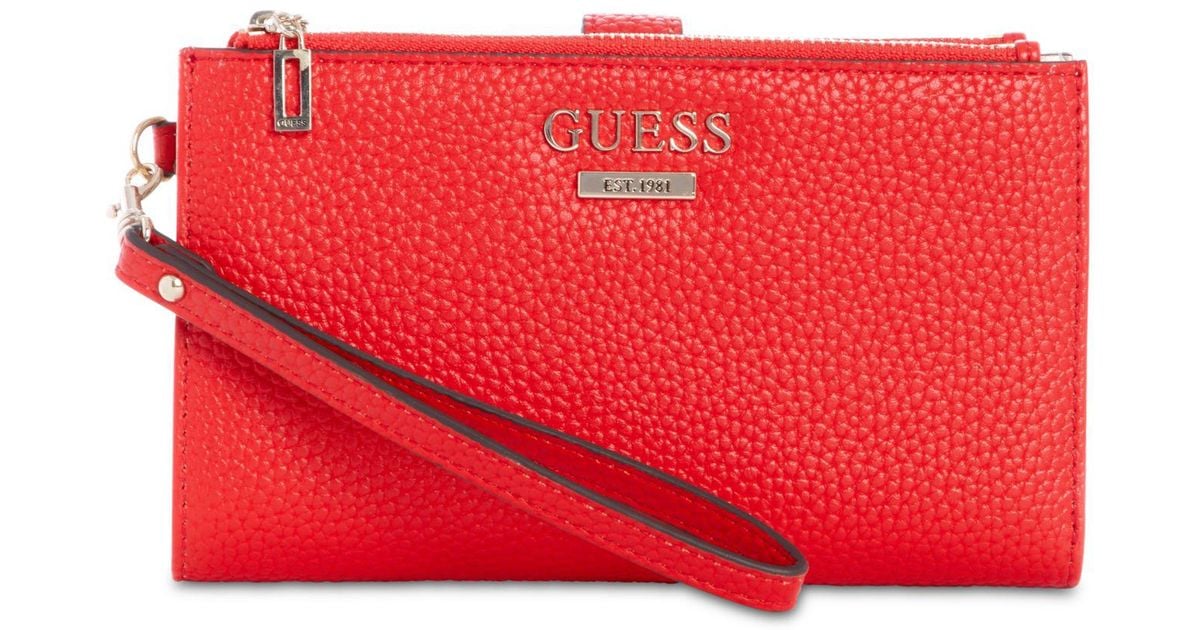 Guess West Side Double Zip Wallet in Red | Lyst