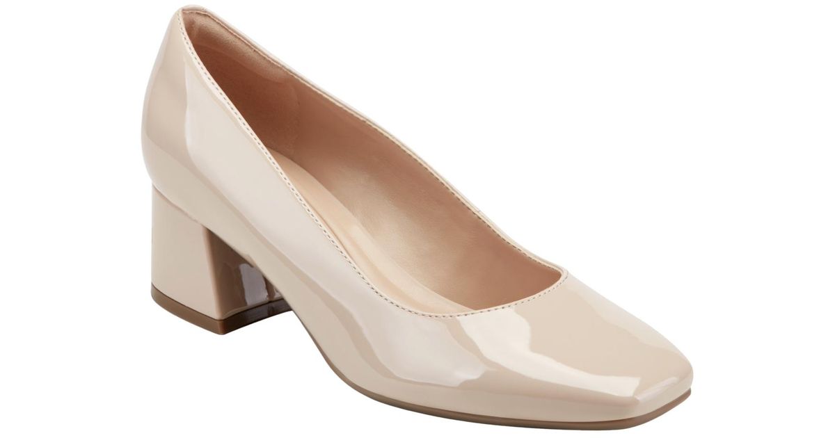 Easy Spirit Marelyn Eflex Square Toe Block Heel Pumps in White | Lyst