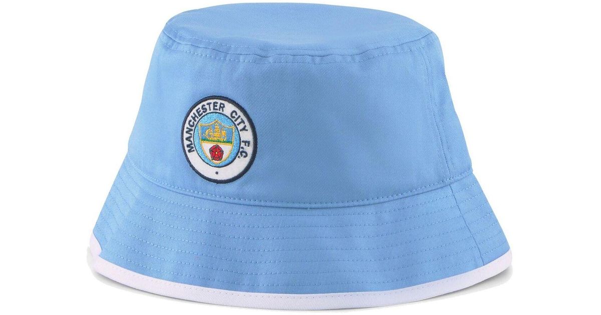 PUMA Sky Blue Manchester City Bucket Hat for Men | Lyst