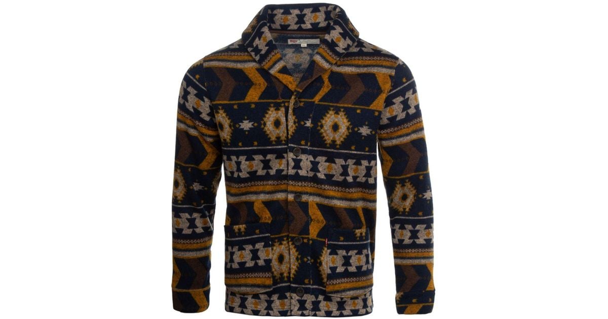 Levi's Printed Sweater Knit Fleece Cardigan in Blue for Men Lyst