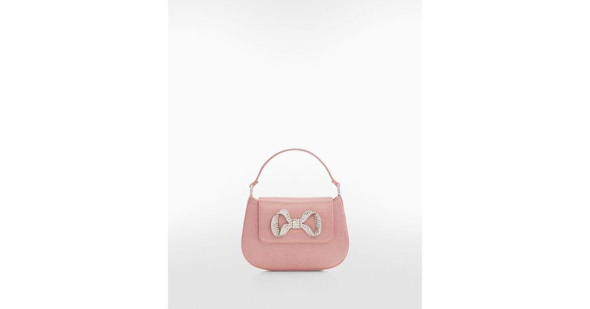 Mango Rhinestone Bow Flap Bag in Pink Lyst