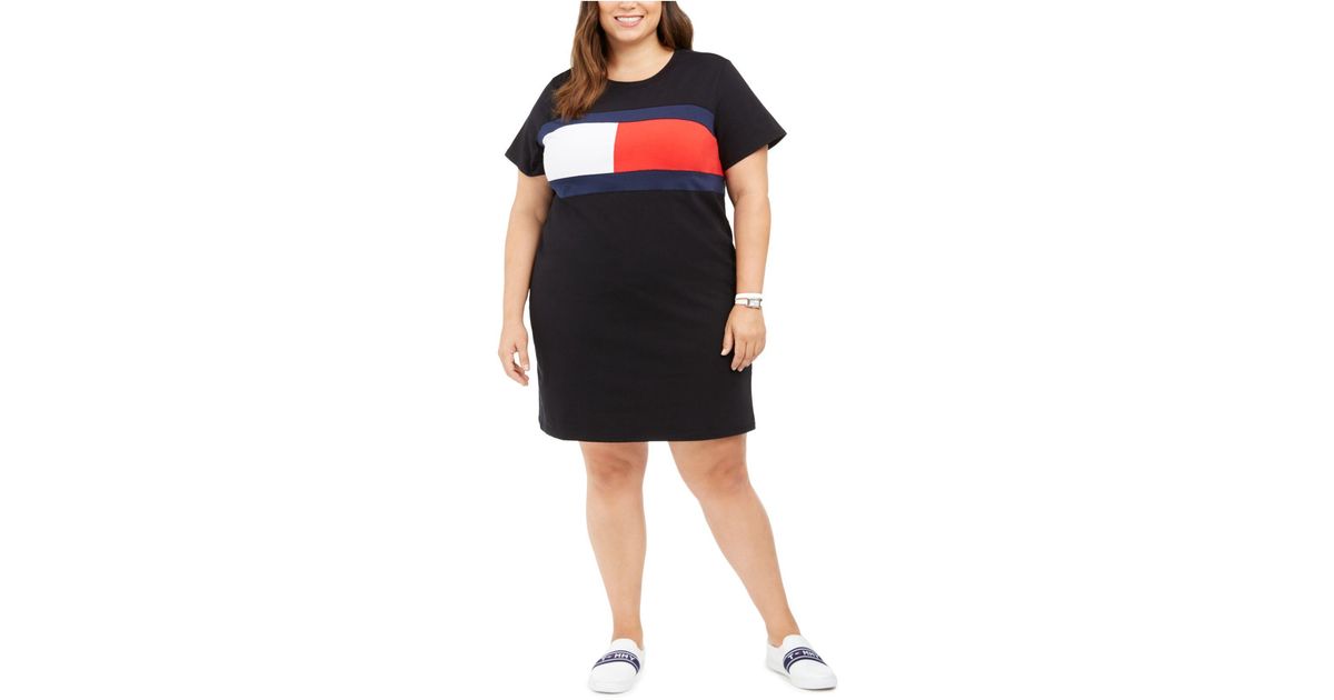 Tommy Hilfiger Cotton Sport Plus Size Colorblocked Flag T Shirt
