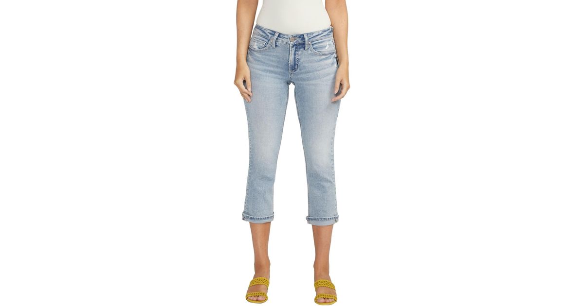 Silver Jeans Co. Britt Low Rise Curvy Fit Capri Jeans in Blue | Lyst